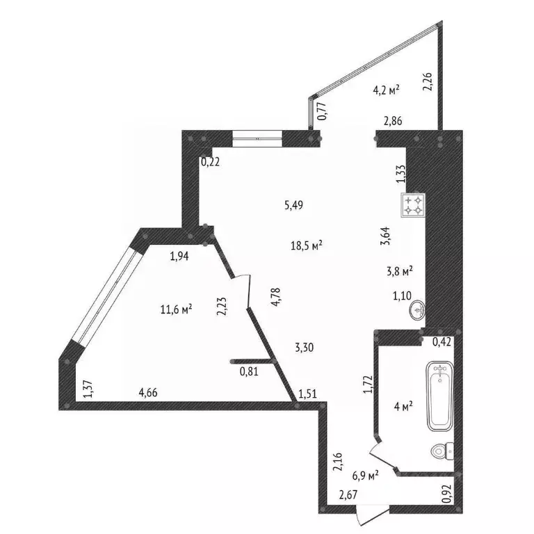 1-к кв. Башкортостан, Уфа ул. Степана Злобина, 38/2 (48.8 м) - Фото 2
