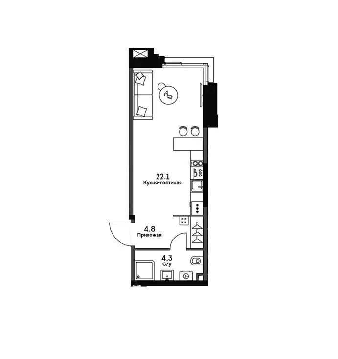Продаётся квартира-студия, 31.2 м - Фото 0