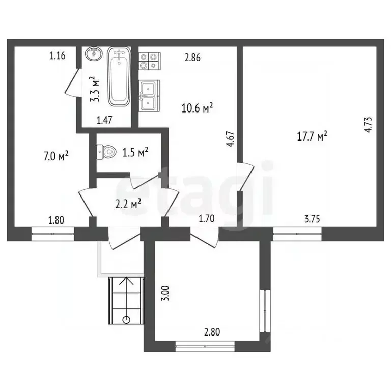 2-к кв. Крым, Ялта ул. Кирова, 95 (50.7 м) - Фото 2