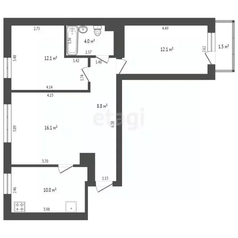 3-к кв. Ростовская область, Батайск ул. Герцена, 35 (63.0 м) - Фото 1