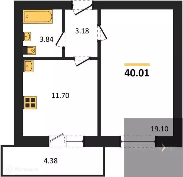 Продаётся 1-к квартира, 40.01 м - Фото 0