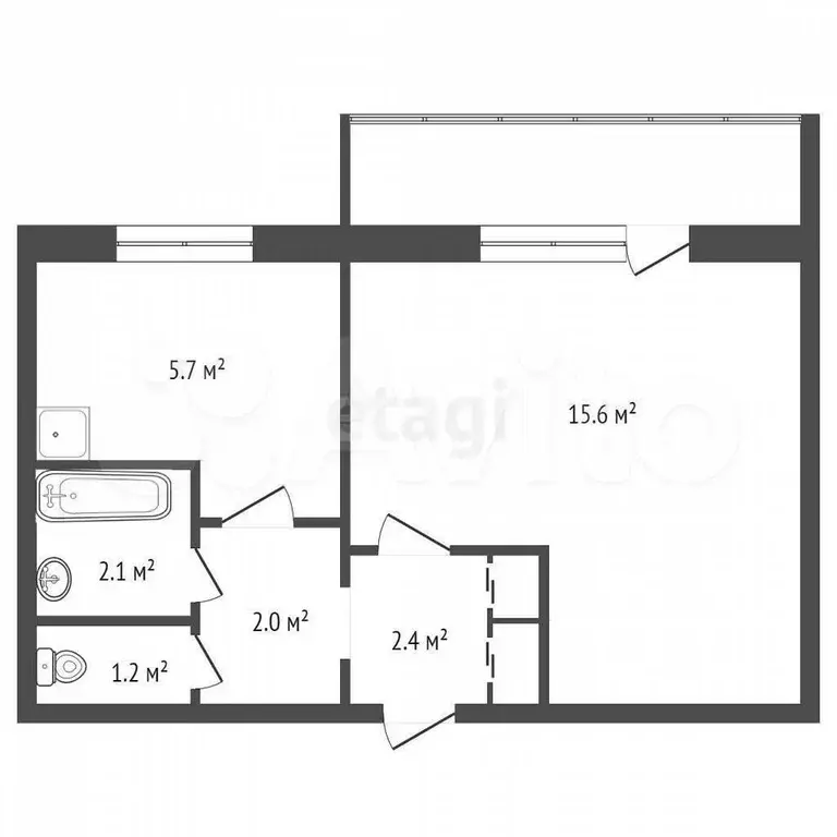 1-к. квартира, 29,5 м, 4/9 эт. - Фото 0