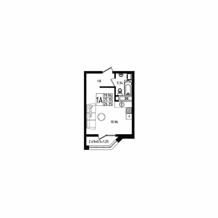 Квартира-студия: Майкоп, улица К.А. Васильева, 1к6 (26.35 м) - Фото 1