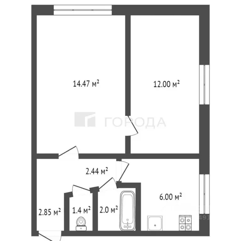 2-к кв. Алтайский край, Барнаул Новоугольная ул., 24 (40.3 м) - Фото 1