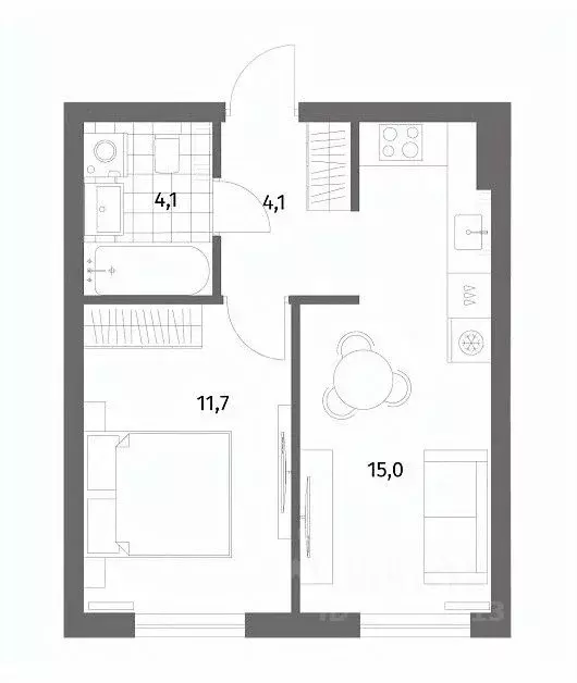 1-к кв. Калининградская область, Гурьевск ул. Имени Антона Пошкуса, ... - Фото 1