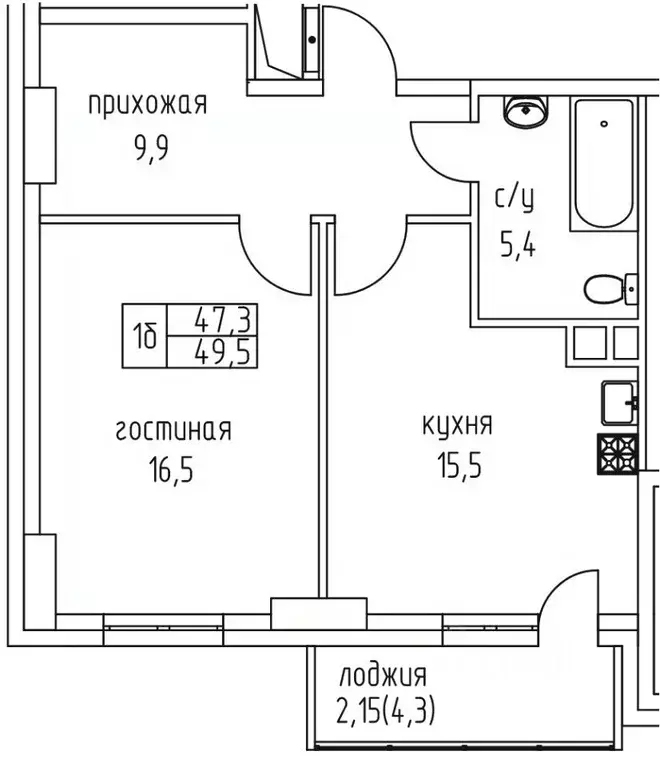 1-к кв. Саха (Якутия), Якутск просп. Михаила Николаева, 3к5А (49.5 м) - Фото 1