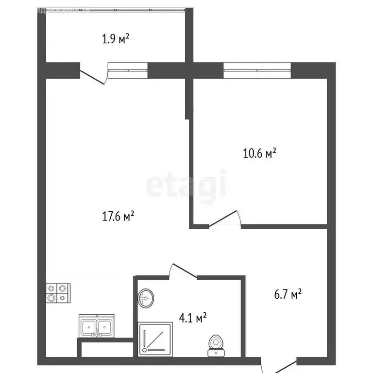 1-комнатная квартира: Мирное, улица Крымской Весны, 1к5 (40.7 м) - Фото 1