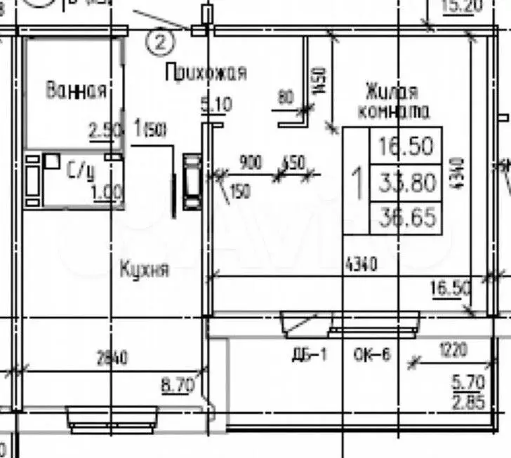1-к. квартира, 36,7 м, 9/9 эт. - Фото 0