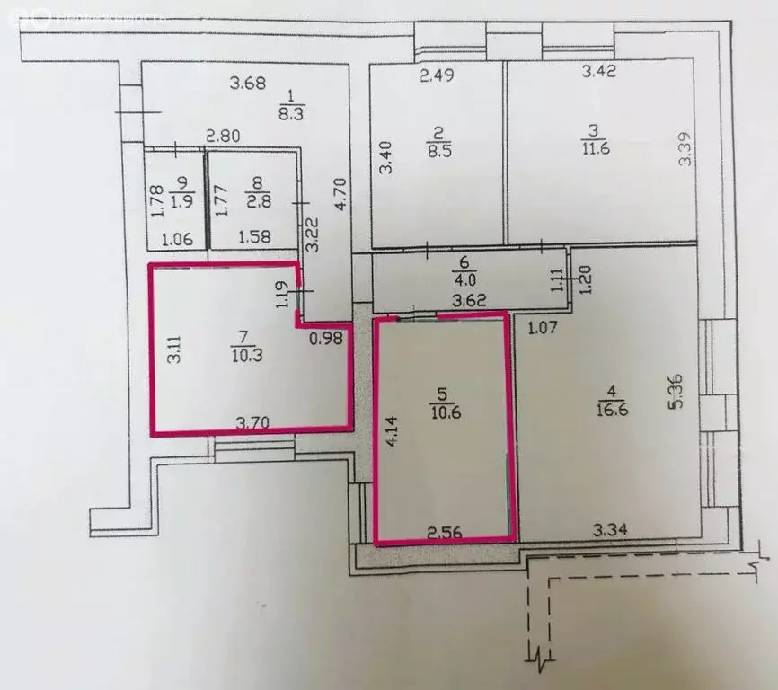 2к в 4-комнатной квартире (20.9 м) - Фото 0