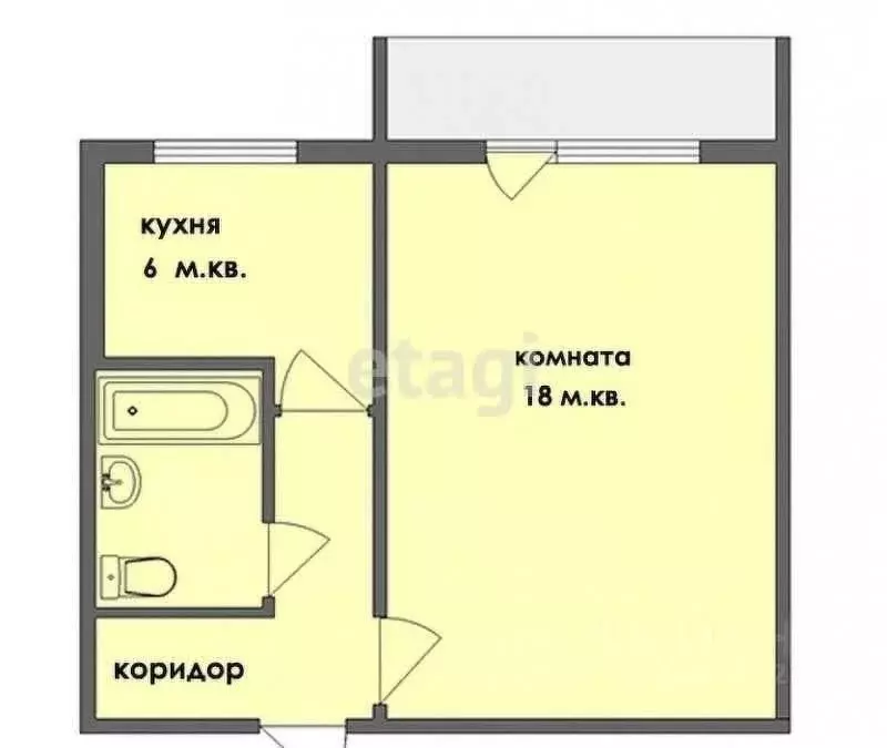 1-к кв. Сахалинская область, Южно-Сахалинск ул. Есенина, 11 (33.0 м) - Фото 1