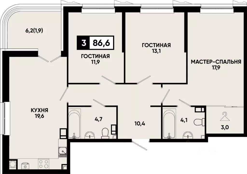 3-к кв. Ставропольский край, Кисловодск Моя Легенда жилой комплекс ... - Фото 1