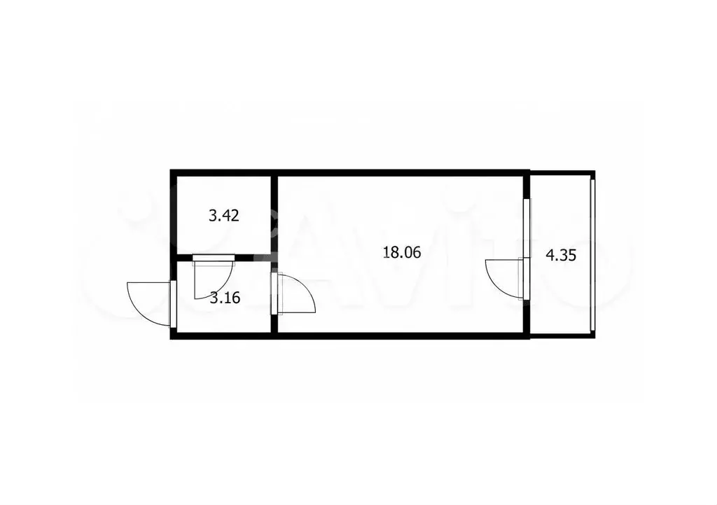 Квартира-студия, 24,5 м, 4/4 эт. - Фото 0