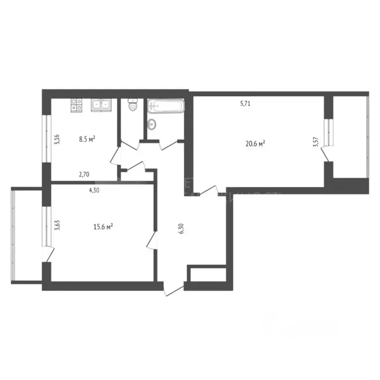 2-к кв. Тюменская область, Тюмень ул. Достоевского, 9 (63.0 м) - Фото 2