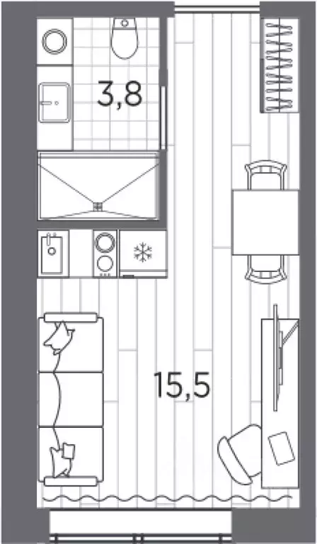 Студия Санкт-Петербург просп. Стачек, 62Е (19.3 м) - Фото 0