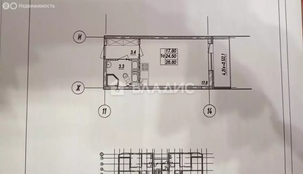 Квартира-студия: посёлок Шушары, Валдайская улица, 6к1 (26.6 м) - Фото 1