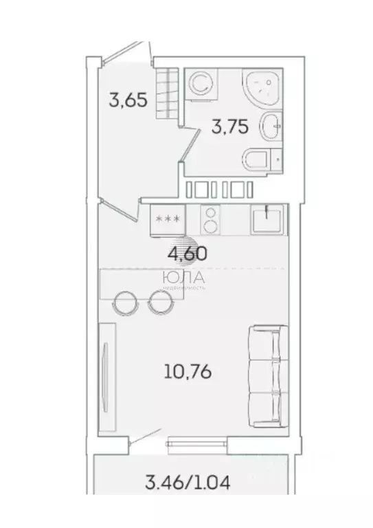 Квартира, студия, 22.8 м - Фото 0