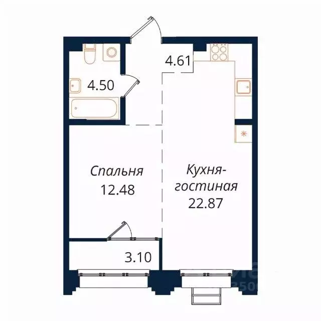 1-к кв. Иркутская область, Иркутск Байкальская ул., 246Б (46.9 м) - Фото 1