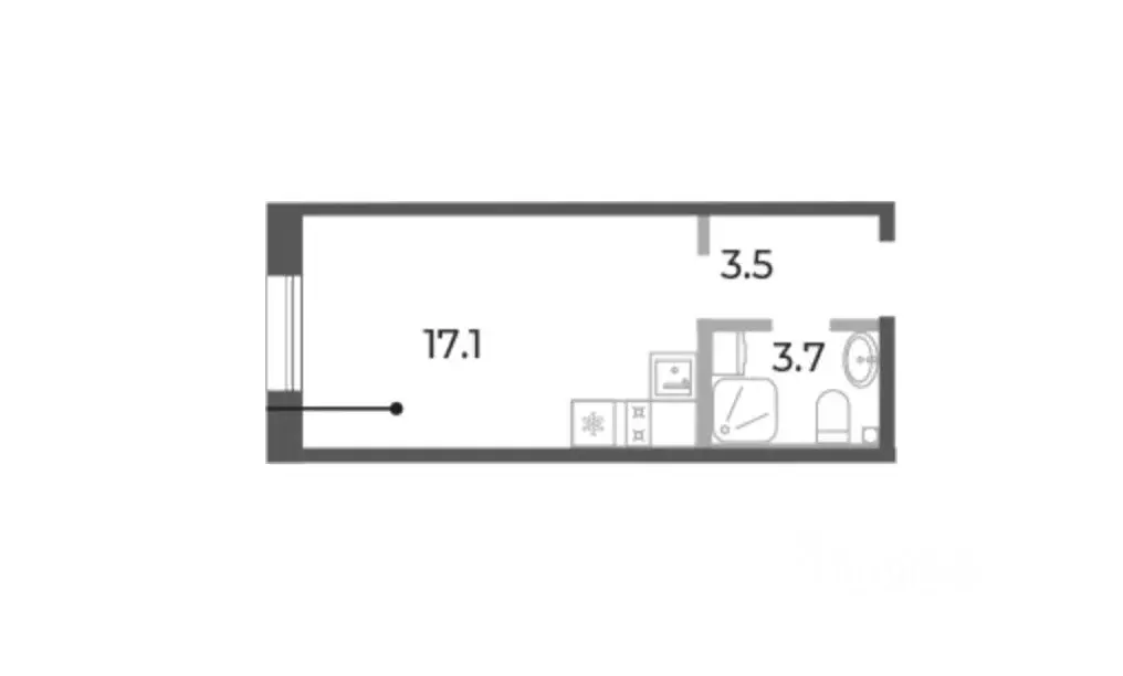 1-к кв. Санкт-Петербург Петровский просп., 9к2 (24.1 м) - Фото 1