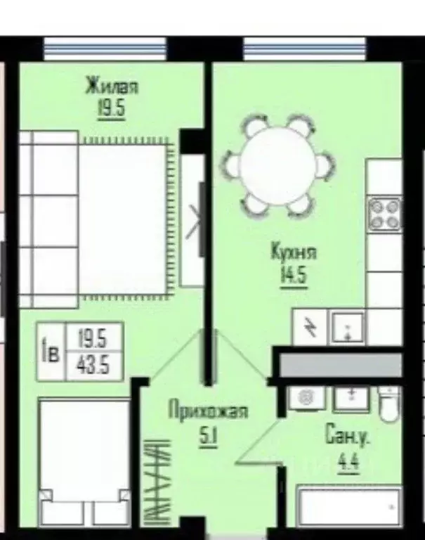 1-к кв. Кабардино-Балкария, Нальчик ул. Чернышевского, 195А (45.3 м) - Фото 2