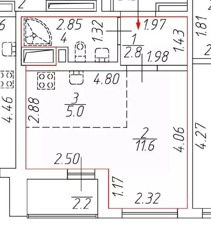 Студия Санкт-Петербург ул. Чарушинская, 32 (22.6 м) - Фото 2