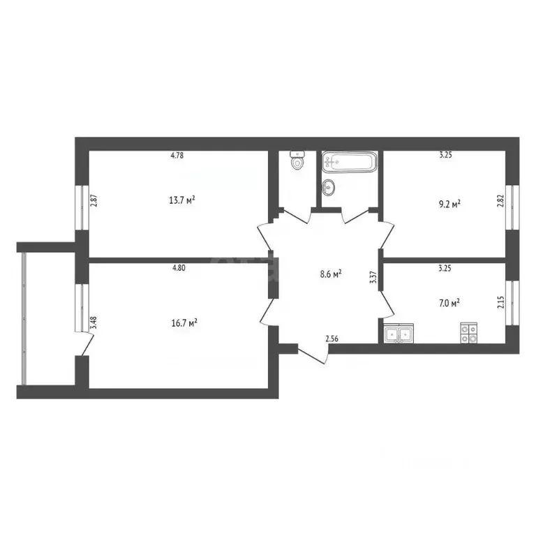 3-к кв. Тюменская область, Тюмень ул. Московский Тракт, 137 (59.5 м) - Фото 0