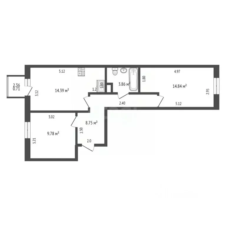 2-к кв. Крым, Евпатория ул. Имени 60-летия ВЛКСМ, 31/3 (52.2 м) - Фото 2