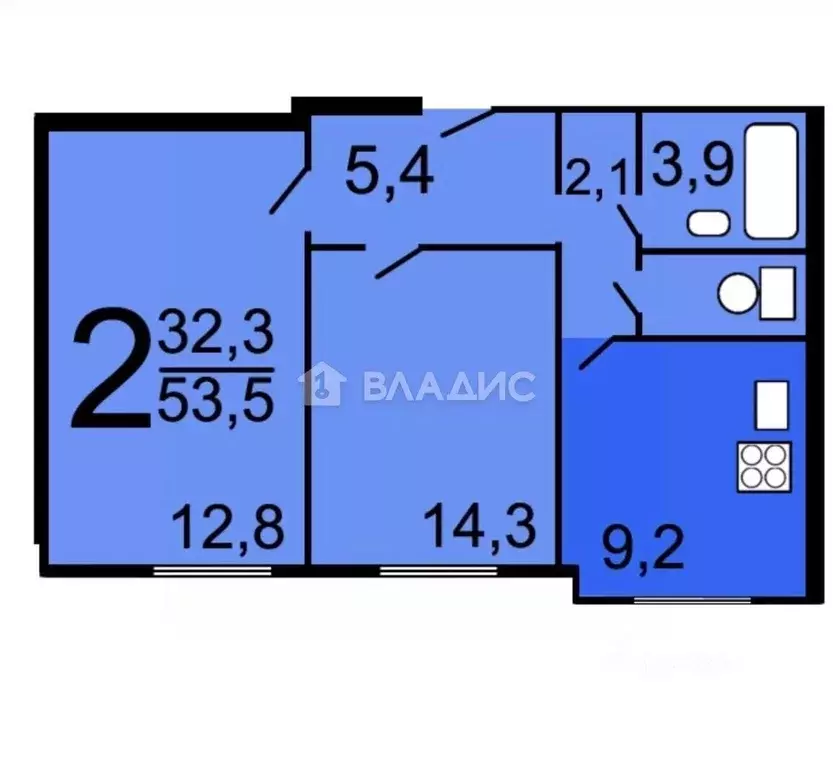 2-к кв. Москва Миклухо-Маклая ул., 38 (54.4 м) - Фото 1