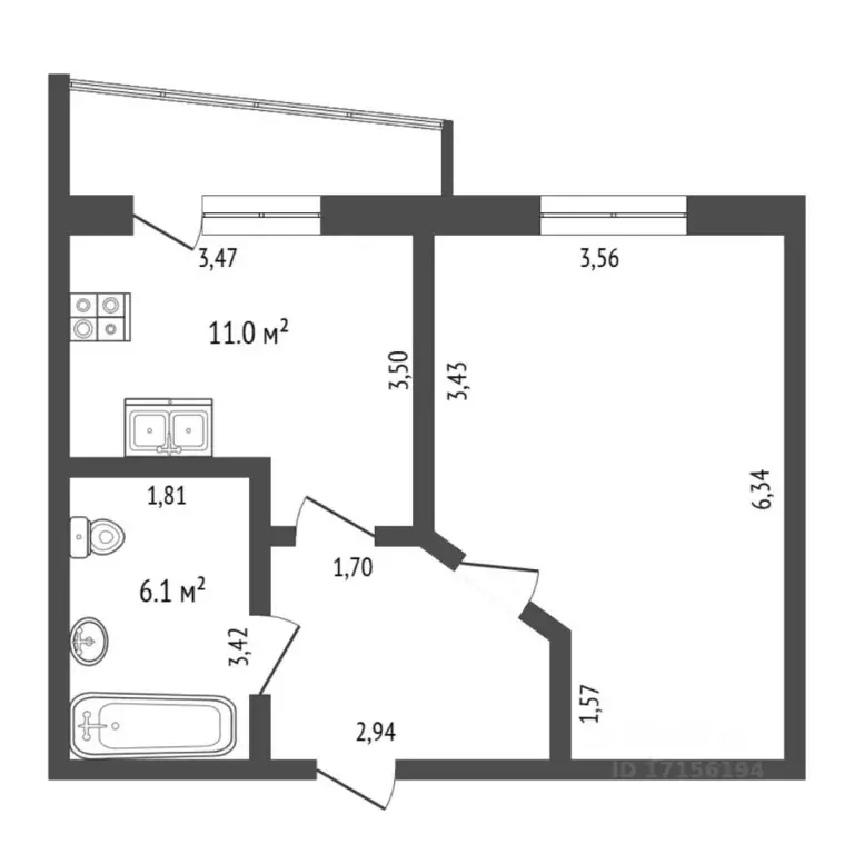 1-к кв. Тюменская область, Тюмень Ямская ул., 86/1 (43.0 м) - Фото 2