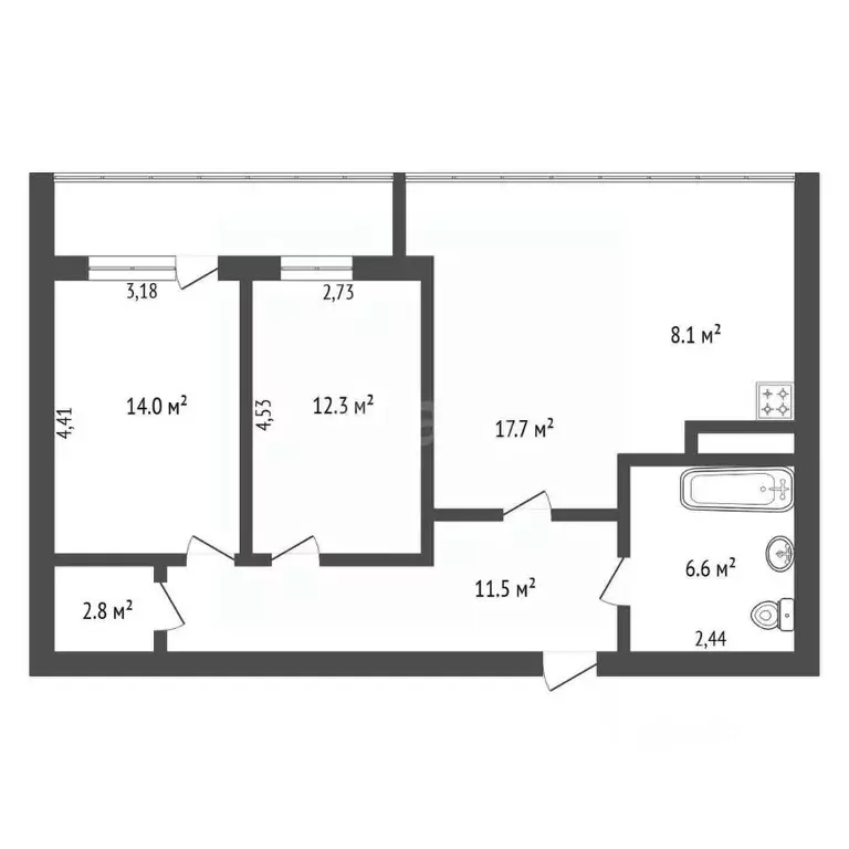 3-к кв. Амурская область, Благовещенск Артиллерийская ул., 20 (73.0 м) - Фото 2