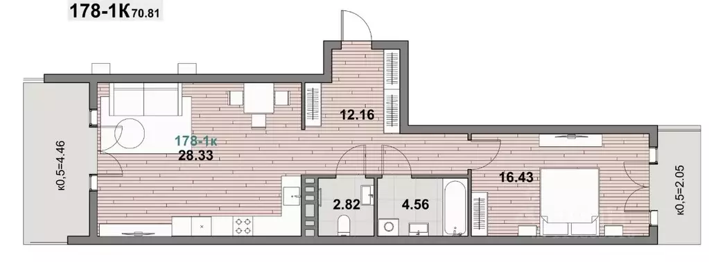 1-к кв. Калининградская область, Зеленоградск ул. Гагарина (70.81 м) - Фото 1
