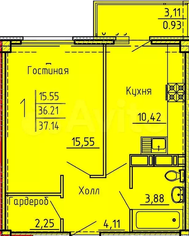 1-к. квартира, 37 м, 17/18 эт. - Фото 0