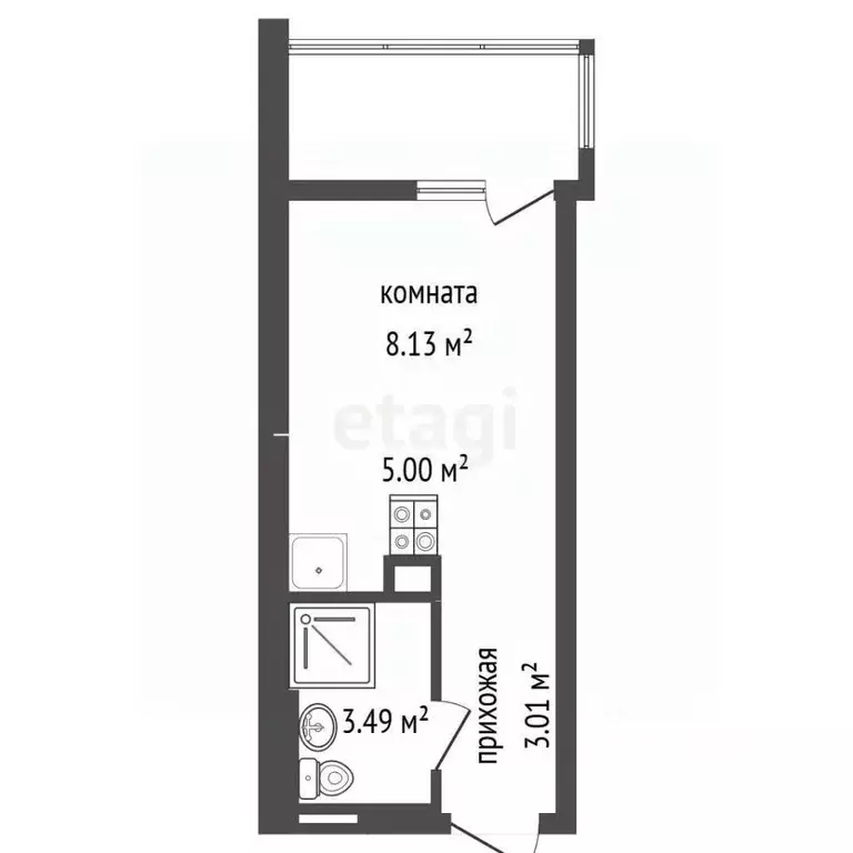 Студия Ростовская область, Ростов-на-Дону Привокзальная ул., 3/1 (19.7 ... - Фото 2