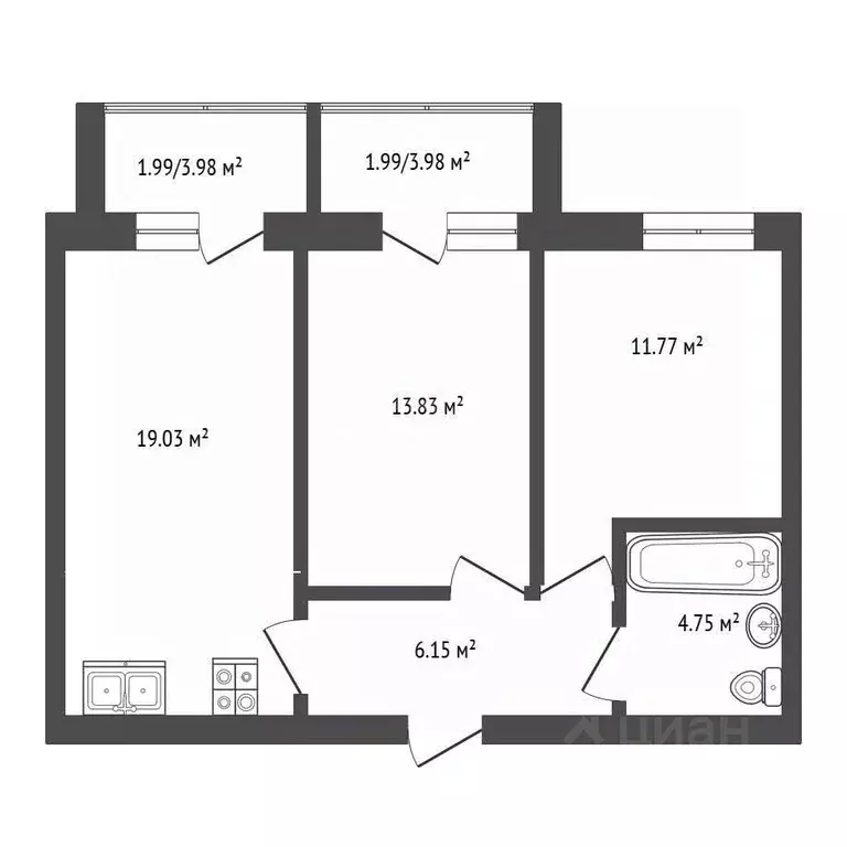 2-к кв. Ростовская область, Аксай ул. Строителей, 9к4 (59.5 м) - Фото 2