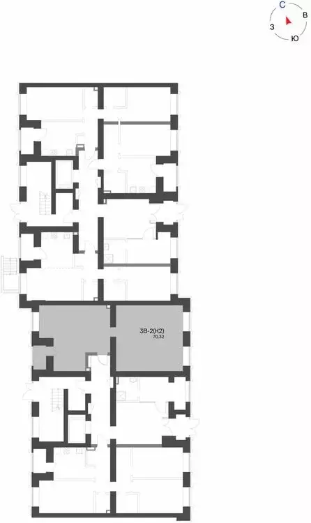3-комнатная квартира: Нижнекамск, 15-й микрорайон, ЖК Калина (70.32 м) - Фото 1