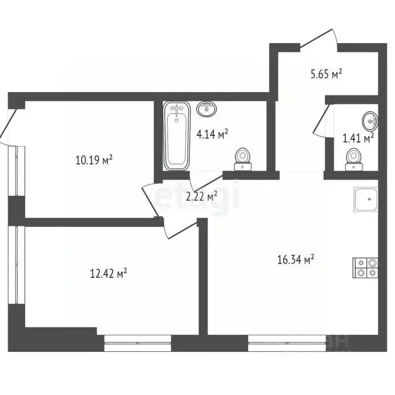 2-к кв. Москва Первый Дубровский жилой комплекс, 1.3 (52.37 м) - Фото 1