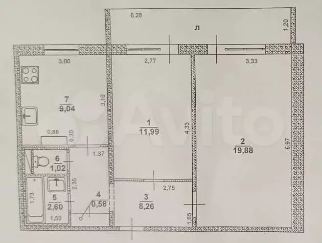 2-к. квартира, 53,4 м, 3/9 эт. - Фото 0