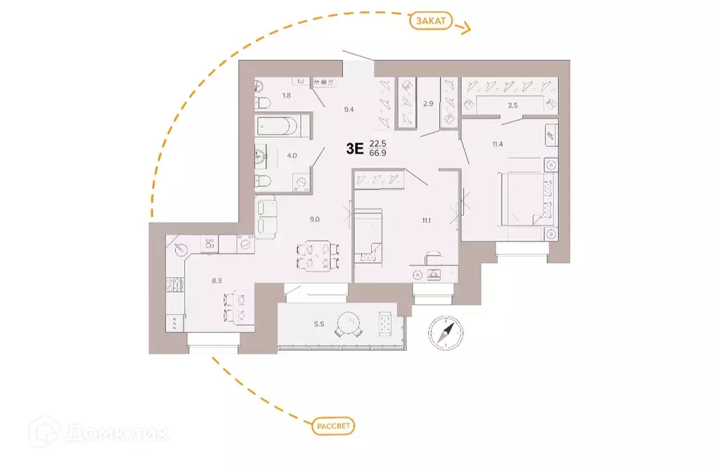 Продаётся 3-к квартира, 66.9 м - Фото 1