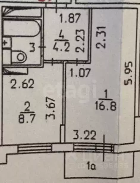 1-к кв. Москва 7-я Кожуховская ул., 4К1 (35.0 м) - Фото 2
