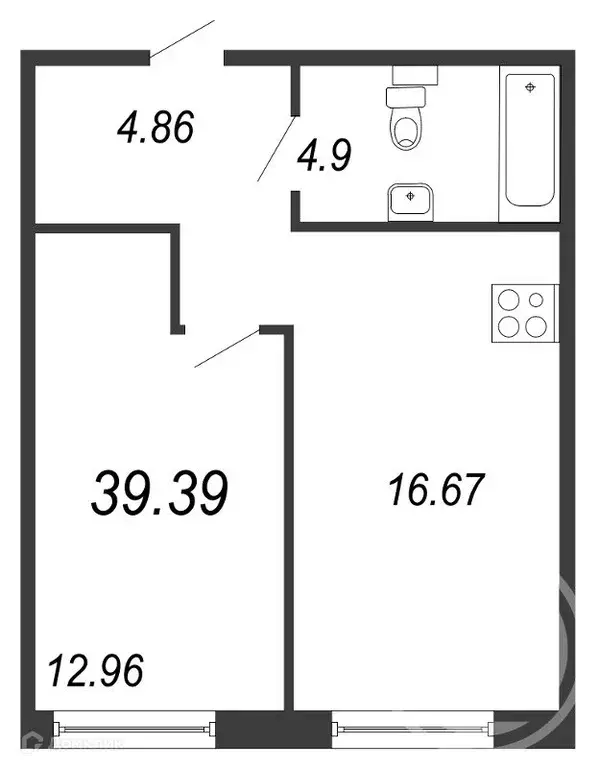 Продаётся 1-к квартира, 39.39 м - Фото 1