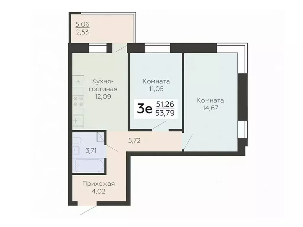 3-к кв. Воронежская область, Воронеж Ленинградская ул., 118А (53.79 м) - Фото 0