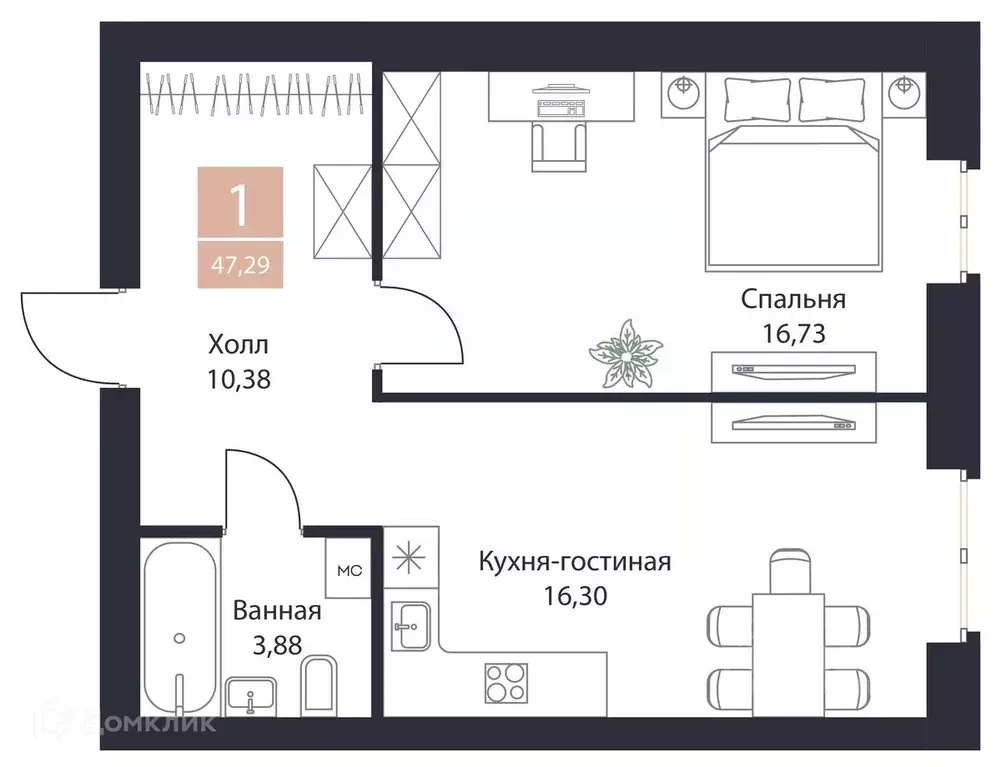 1-к кв. Рязанская область, Рязанский район, Полянское с/пос, с. Поляны ... - Фото 0