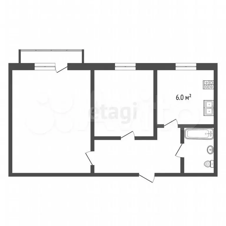 2-к. квартира, 44 м, 3/5 эт. - Фото 0