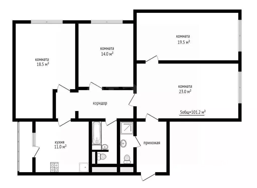 4-к кв. Москва Мичуринский просп., 27К2 (105.0 м) - Фото 2