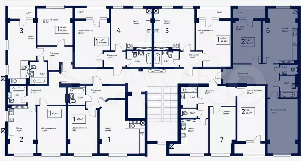 2-к. квартира, 73,4 м, 8/9 эт. - Фото 1