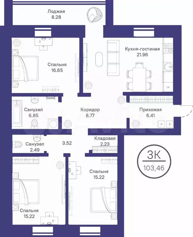 3-к. квартира, 100 м, 7/9 эт. - Фото 1