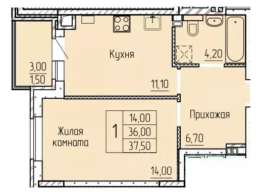 1-к кв. Ростовская область, Батайск ул. Макаровского, 4к2 (37.9 м) - Фото 0