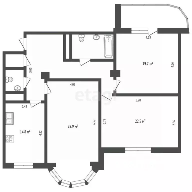3-к кв. Москва Филевский бул., 24к3 (114.1 м) - Фото 2