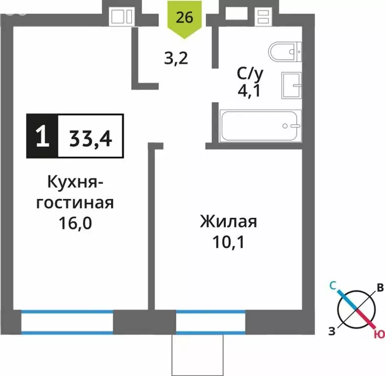 1-комнатная квартира: Светлые Горы, квартал Марьино-Знаменское, жилой ... - Фото 1