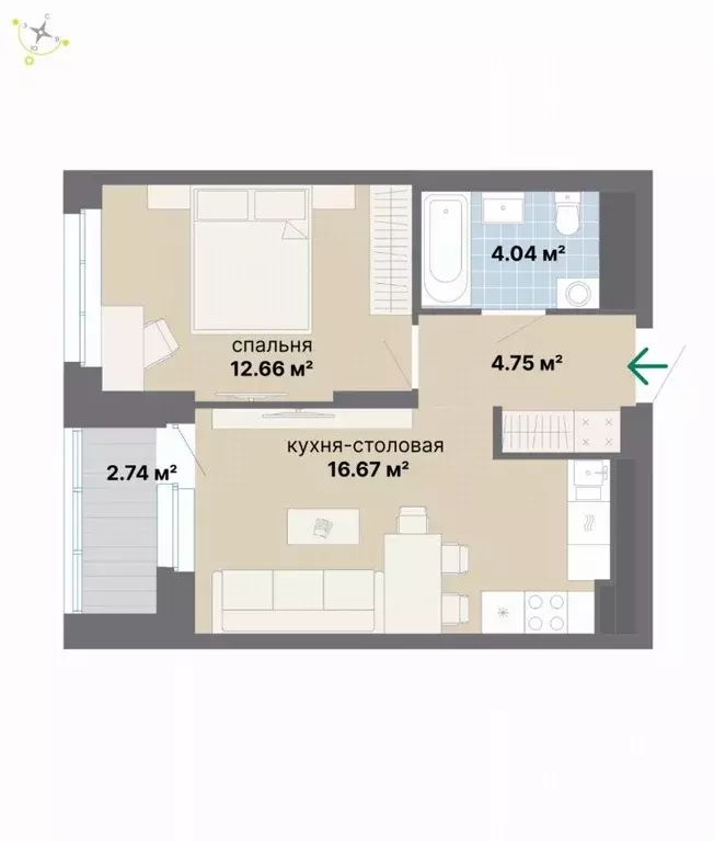 1-к кв. Свердловская область, Екатеринбург Эльмаш жилрайон,  (40.86 м) - Фото 1