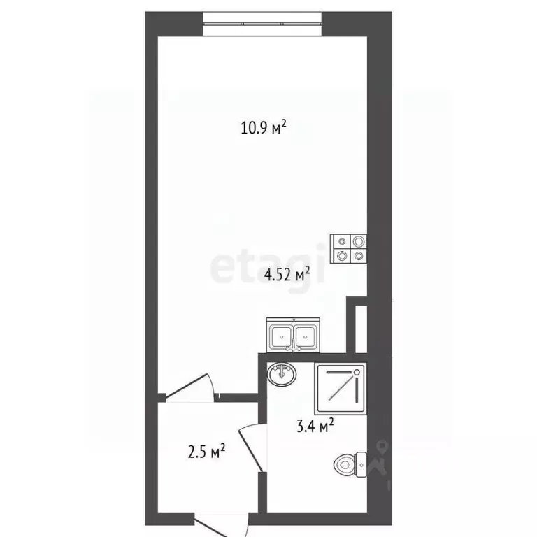 Студия Ярославская область, Ярославль ул. Дядьковская, 16А (21.3 м) - Фото 2